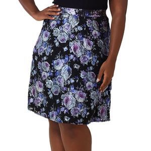 Maree Pour Toi Metallic and Lace Midi Skirt Sz 22 Black Silver and Purple foil